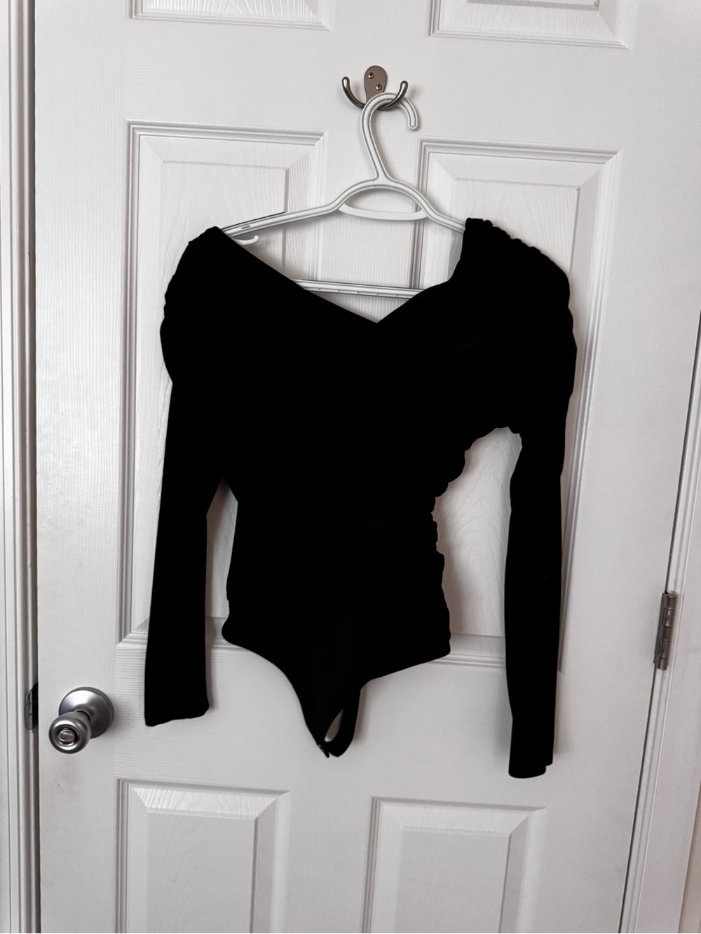 Express - Black Velvet Off-Shoulder Bodysuit - XS